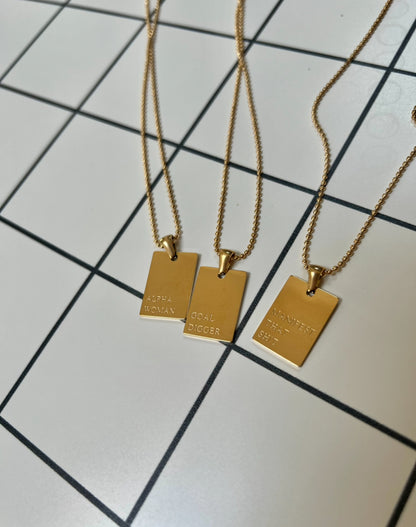 Gold plated affirmative necklaces