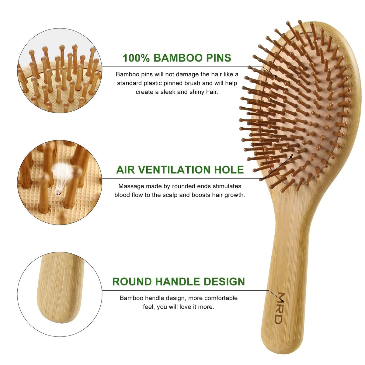 MRD Hair Brush Natural Bamboo